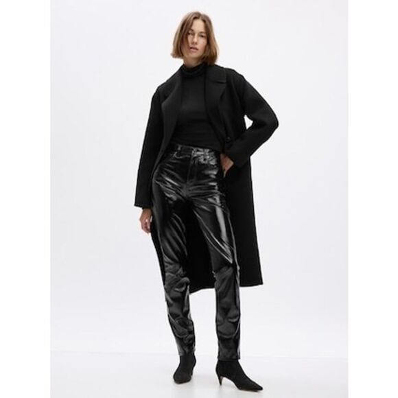 GAP High Rise Vegan Patent Leather Vintage Slim Pants Size 4 Petite NWT - Picture 1 of 9